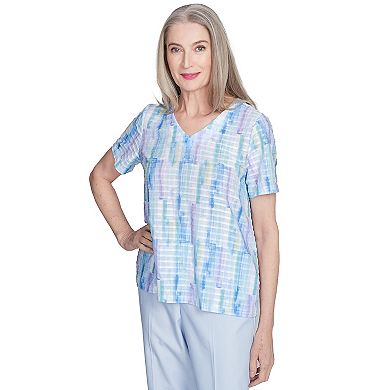 Petite Alfred Dunner Textured Brushstroke Short Sleeve Tee