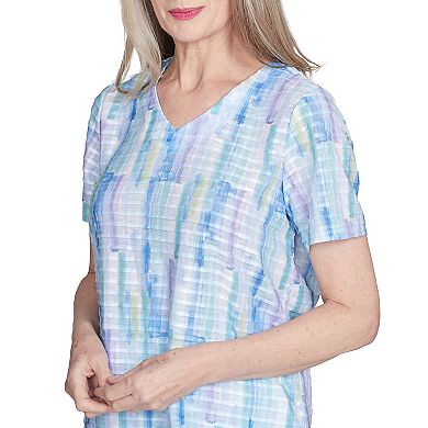 Petite Alfred Dunner Textured Brushstroke Short Sleeve Tee