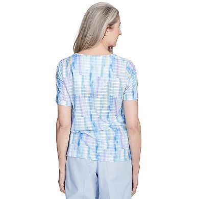 Petite Alfred Dunner Textured Brushstroke Short Sleeve Tee