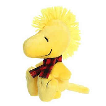 Aurora Small Yellow Peanuts 6" Winter Plaid Woodstock Festive Stuffed Animal