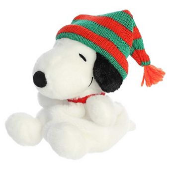 Aurora Mini White Peanuts Palm Pals 5" Snoopy Beanie Festive Stuffed Animal