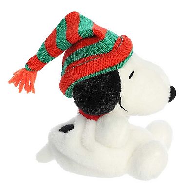 Aurora Mini White Peanuts Palm Pals 5" Snoopy Beanie Festive Stuffed Animal