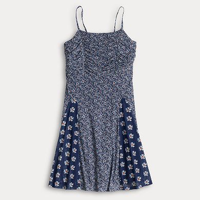 Juniors' Live To Be Spoiled Mesh Rouched Skater Dress