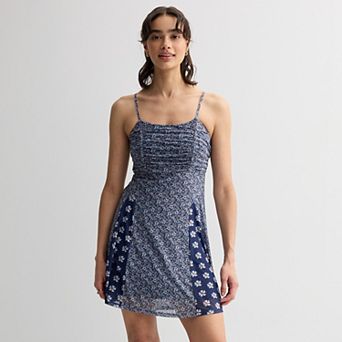 Juniors' Live To Be Spoiled Mesh Rouched Skater Dress