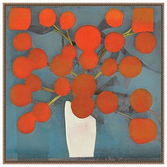 Abstract Orange Flowers by Elena Ray Framed Canvas Wall Art Print