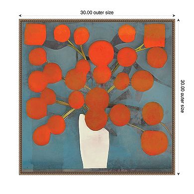 Abstract Orange Flowers by Elena Ray Framed Canvas Wall Art Print