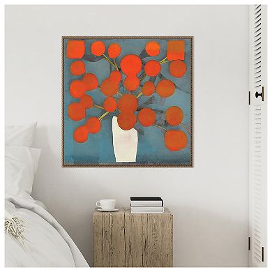 Abstract Orange Flowers by Elena Ray Framed Canvas Wall Art Print
