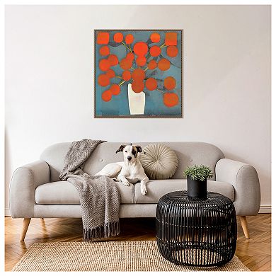 Abstract Orange Flowers by Elena Ray Framed Canvas Wall Art Print