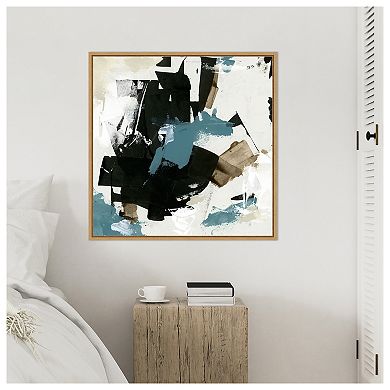 Scraped Teal I by June Erica Vess Framed Canvas Wall Art Print