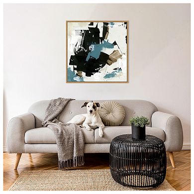 Scraped Teal I by June Erica Vess Framed Canvas Wall Art Print