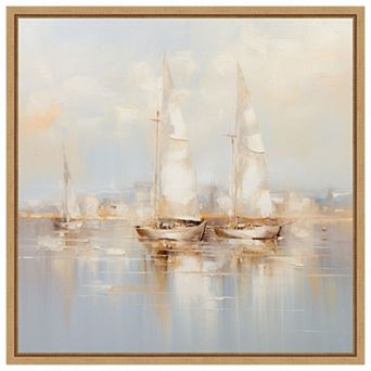 Gold Boats II by Lazar studio Framed Canvas Wall Art Print