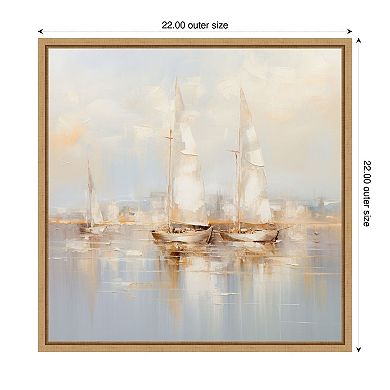 Gold Boats II by Lazar studio Framed Canvas Wall Art Print