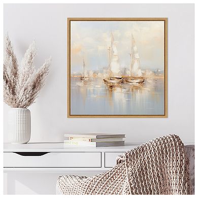Gold Boats II by Lazar studio Framed Canvas Wall Art Print