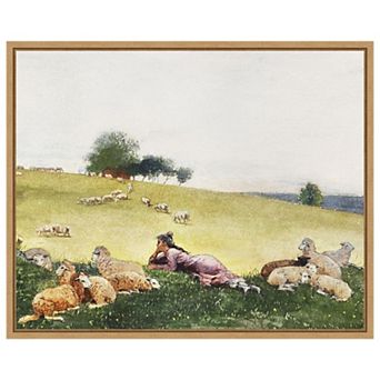Homers Sheep Countryside II by Winslow Homer Framed Canvas Wall Art Print