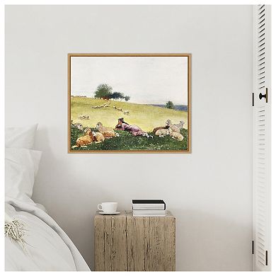 Homers Sheep Countryside II by Winslow Homer Framed Canvas Wall Art Print