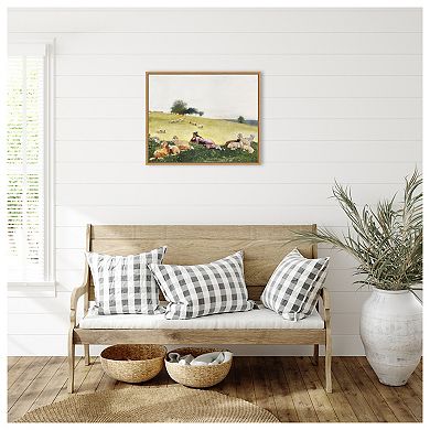 Homers Sheep Countryside II by Winslow Homer Framed Canvas Wall Art Print