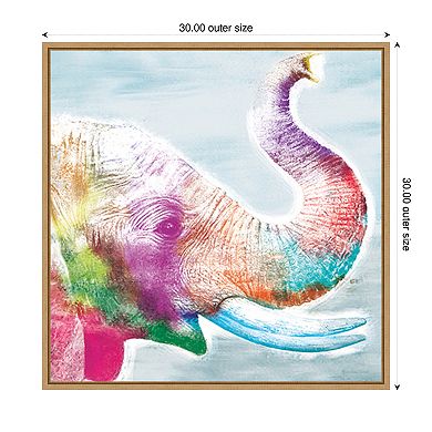 Colorful Elephant by Marie Elaine Cusson Framed Canvas Wall Art Print