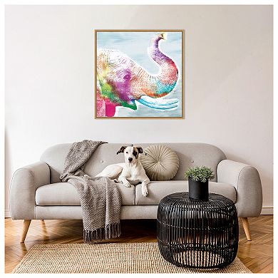 Colorful Elephant by Marie Elaine Cusson Framed Canvas Wall Art Print