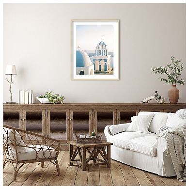 Blue Churches by Justine Milton Wood Framed Wall Art Print