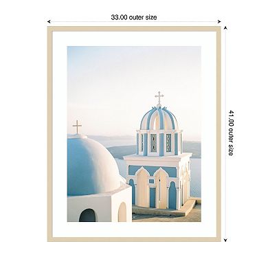 Blue Churches by Justine Milton Wood Framed Wall Art Print