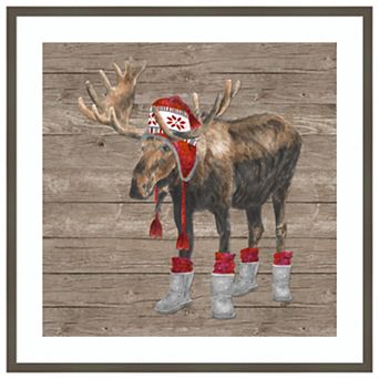 Warm in the Wilderness Moose by Tara Reed Wood Framed Wall Art Print