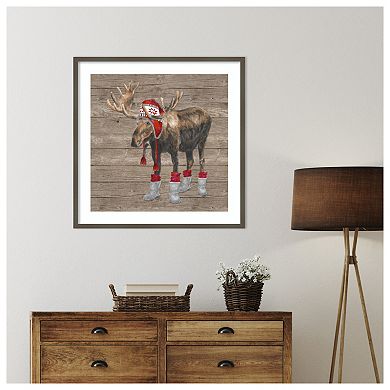 Warm in the Wilderness Moose by Tara Reed Wood Framed Wall Art Print