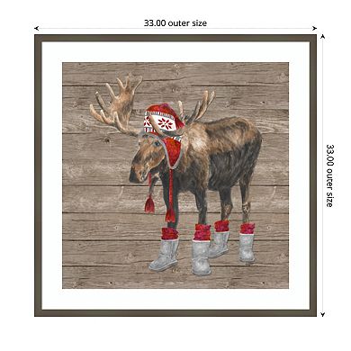 Warm in the Wilderness Moose by Tara Reed Wood Framed Wall Art Print