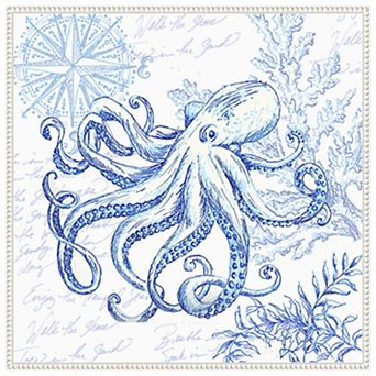 Coastal Sketchbook Octopus by Tre Sorelle Studios Framed Canvas Wall Art Print
