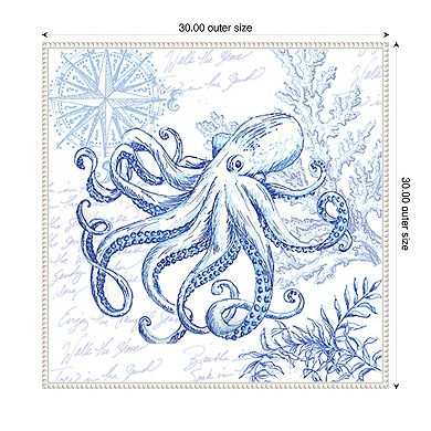 Coastal Sketchbook Octopus by Tre Sorelle Studios Framed Canvas Wall Art Print