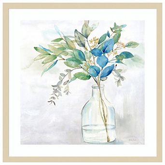 Eucalyptus Vase Navy I by Cynthia Coulter Wood Framed Wall Art Print