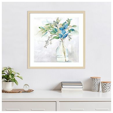 Eucalyptus Vase Navy I by Cynthia Coulter Wood Framed Wall Art Print