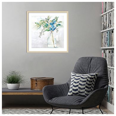 Eucalyptus Vase Navy I by Cynthia Coulter Wood Framed Wall Art Print