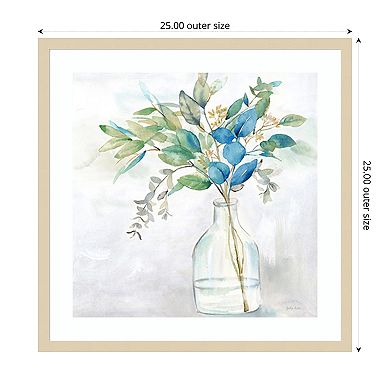Eucalyptus Vase Navy I by Cynthia Coulter Wood Framed Wall Art Print