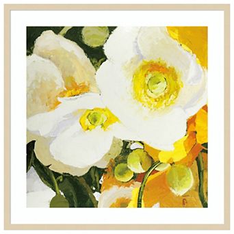 White Anemones Up Close by Shirley Novak Wood Framed Wall Art Print