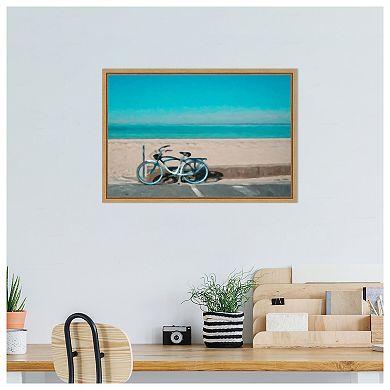 Bike to the Beach by Grafitee Studios Framed Canvas Wall Art Print