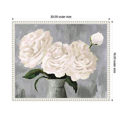 White Blooms in Gray Vase II by Victoria Borges Framed Canvas Wall Art Print