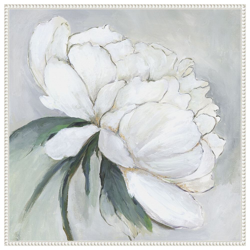 White Floral Bloom II by Asia Jensen Framed Canvas Wall Art Print