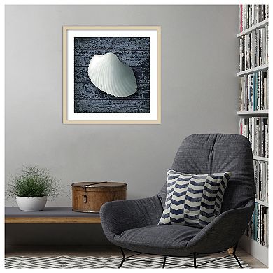 Seashore Shells Navy I by Marie Elaine Cusson Wood Framed Wall Art Print