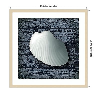 Seashore Shells Navy I by Marie Elaine Cusson Wood Framed Wall Art Print
