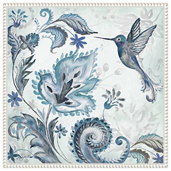 Watercolor Boho Blue Hummingbird II by Tre Sorelle Studios Framed Canvas Wall Art Print