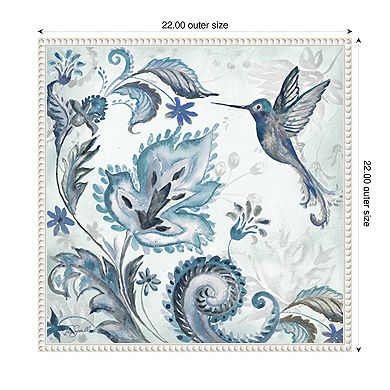 Watercolor Boho Blue Hummingbird II by Tre Sorelle Studios Framed Canvas Wall Art Print