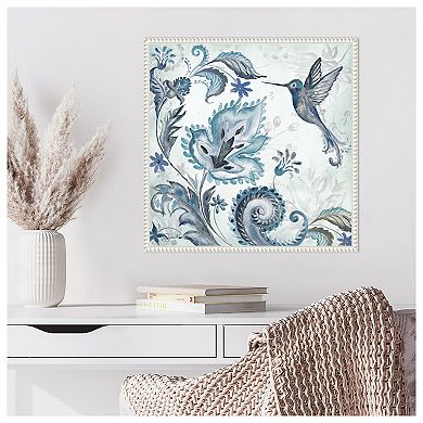 Watercolor Boho Blue Hummingbird II by Tre Sorelle Studios Framed Canvas Wall Art Print