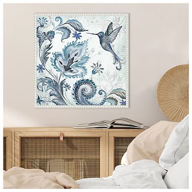 Watercolor Boho Blue Hummingbird II by Tre Sorelle Studios Framed Canvas Wall Art Print