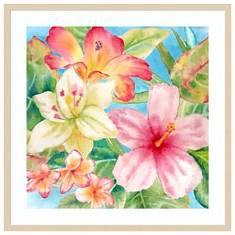 Tropical Island Florals by Cynthia Coulter Wood Framed Wall Art Print