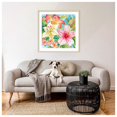 Tropical Island Florals by Cynthia Coulter Wood Framed Wall Art Print