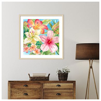 Tropical Island Florals by Cynthia Coulter Wood Framed Wall Art Print