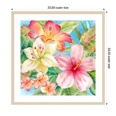 Tropical Island Florals by Cynthia Coulter Wood Framed Wall Art Print