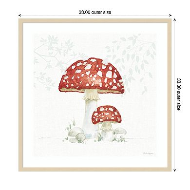 Woodland Love Red Mushroom by Beth Grove Wood Framed Wall Art Print