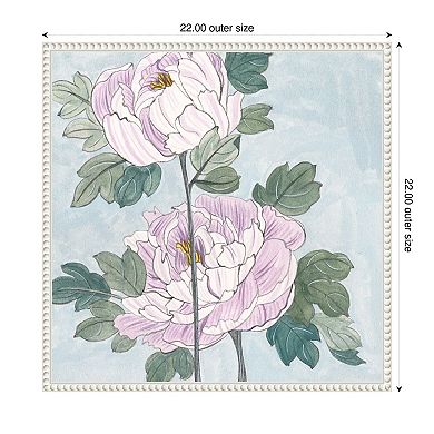 Striped Peonies IV by Melissa W Framed Canvas Wall Art Print