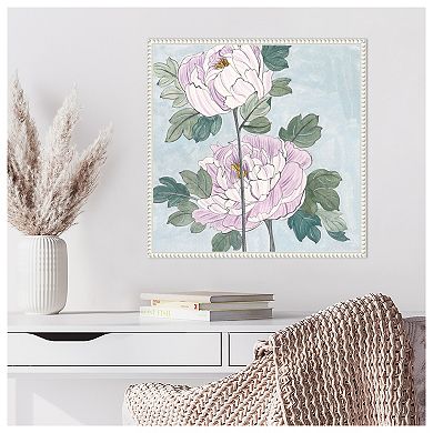 Striped Peonies IV by Melissa W Framed Canvas Wall Art Print